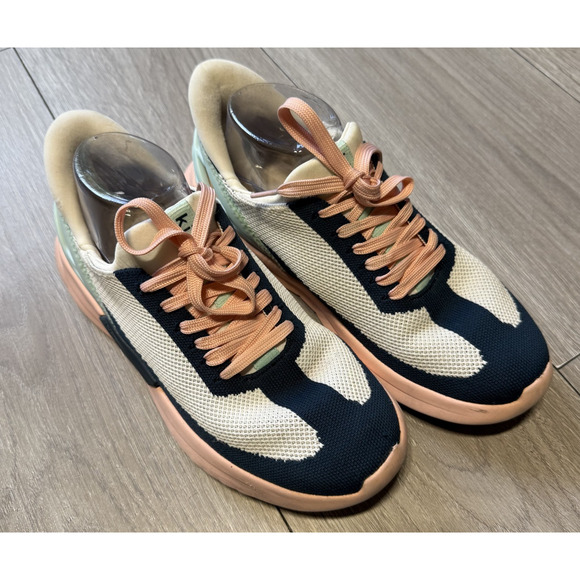 Kizik Womens Size 8.5 Men’s 7.5 SlipOn Hands-Free Sneakers Peach Cream Mint Knit - Picture 1 of 14